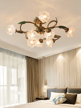 Лампа за спалня в стил средновековна пасторали, Кристални цветя, Хол, кабинет, Стилни и персонални луксозни осветителни тела в ретро стил на достъпна цена - Изображение 2  