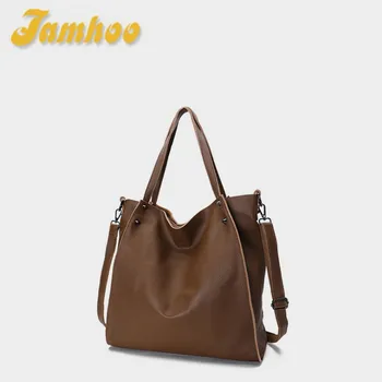 Jamhoo, нови чанти-тоут от мека кожа, дамска чанта, ежедневна чанта през рамо, чанта-месинджър голям капацитет, Меки работни чанти за ръце за жени - Изображение 1  