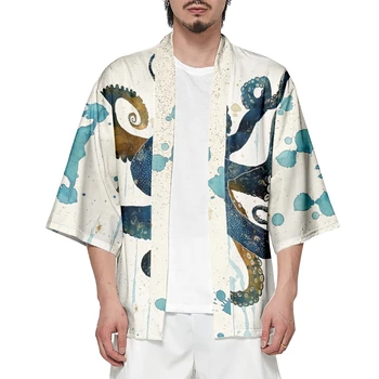 Японска градинска облекло, Без жилетка, Дамско, мъжко Кимоно Harajuku Haori, Летни тениски за cosplay, Юката - Изображение 2  
