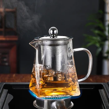 Чайник От устойчиви на топлина Стъкло С Удобства За приготвяне на Чай пу-ерх От Неръждаема Стомана, чайникът и Комплект Чаши, Кана Puerh Gaiwan Pot, Кана За Приготвяне на Чай - Изображение 1  