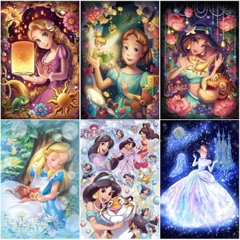 Пълна квадратна / кръгла диамантена живопис серията Disney Princess, Комплекти за бродерия на кръстат бод с диамант мозайка, Декорация на дома, Подарък за рожден Ден за деца - Изображение 1  