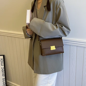 Универсална женска чанта в стил ретро с перекосом чрез едно рамо, Малка квадратна чанта, Нова тенденция, Прости чанти за съхранение на пътувания на работа - Изображение 2  