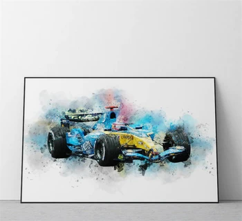 Формула 1 Сезон 2023 Ф1 Световно известния състезателен автомобил Печат на плакати за всекидневната, Акварел, живопис Изкуство, начало декор на стените Картини - Изображение 2  