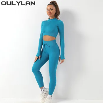 Спортни дрехи Oulylan, дамски спортни дрехи, нови дрехи за тренировки, спортен комплект, женски спортен костюм с дълъг ръкав, костюм за йога за фитнес - Изображение 1  