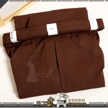 Висококачествени Кафяви Парусиновое Японското Традиционно Кимоно Хакама Мъжки Панталони Кендо Иайдо Тайдо Айкидо Дзедо Рю-тези Кюдо Панталони - Изображение 1  