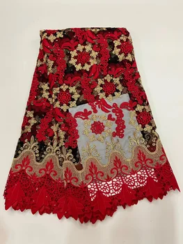 Най-новата френска гипюровая лейси кърпа, за вечерна рокля от африканската завързана кърпа 