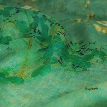Оригинален дизайн, светло зелено на цветя на фона на чист плат за дрехи с принтом рами - Изображение 1  
