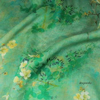 Оригинален дизайн, светло зелено на цветя на фона на чист плат за дрехи с принтом рами - Изображение 2  