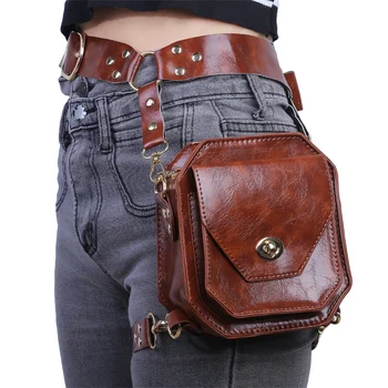 Поясная чанта в ретро стил от изкуствена кожа, ежедневните малки квадратни набедренные чанти за жени през рамо, богат на функции градинска чанта за телефон, на крака - Изображение 1  