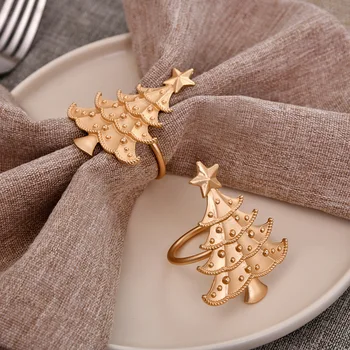 Европейските и американски Коледни пръстен за салфетки, хотелски маса, Коледна елха, пръстен за салфетки, метална халка за кърпи в устата - Изображение 1  