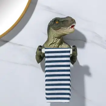 Стойка за ролка хартия с динозавром, държач за тоалетна хартия с тираннозавром, стенен държач за ролка хартия за баня дома - Изображение 2  