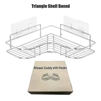 Здрав Багажник за съхранение от неръждаема стомана, Без перфорация Singer Layer Triangle Стенен Държач рафтове за баня Кухня Спалня - Изображение 1  