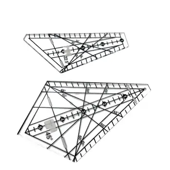 Прозрачна линия за капитониране, 2 елемента акрилни шаблони за капитониране, линия за рязане на тъкан под ъгъл от 45 градуса и 22,5 Градуса, Прозрачно Квилтинговое - Изображение 1  