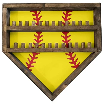 Бейзболни държачи за топки, стенни витрина за бейзболни топки с защита от избледняване и виолетови жълт цвят - Изображение 2  