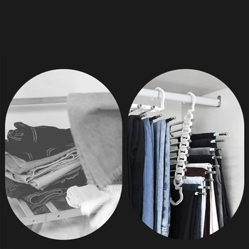 Многофункционална Многопластова Закачалка за панталони от неръждаема Стомана за съхранение вкъщи, Сгъваеми Телескопични Панталони - Изображение 2  