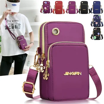 Водоустойчив найлон женствена чанта през рамо за телефон, малък калъф, колан, Портфейл - Изображение 1  