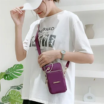 Водоустойчив найлон женствена чанта през рамо за телефон, малък калъф, колан, Портфейл - Изображение 2  