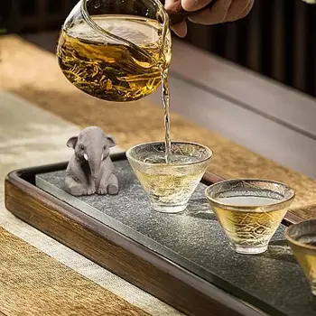 Чай масичка за домашни любимци, статуетка слон и крокодил, декор на китайски чай от тавата за домашни любимци, на церемонията са ръчно изработени от лилава глина, декор от чаено на тавата за домашни любимци, Лилава глина - Изображение 2  