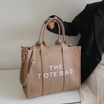 Дамски чанти Луксозна дизайнерска чанта-тоут, чанти през рамо с надпис 2023, чанта през рамо за жени, маркови плюшени портмонета за пазаруване от изкуствена кожа, клатч - Изображение 2  