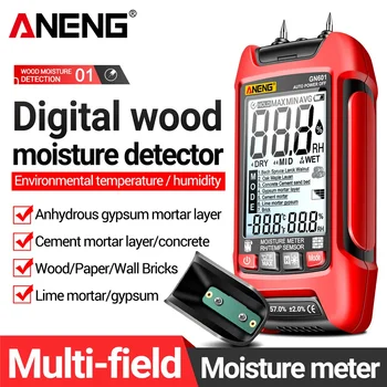 ANENG GN601 0 ~ 99.9% Влагомер за Дървесина 20.5% RH Дисплей Измерване на Влажност на Дървесина Мультисценовое Измерване на Температура Сензор за Влажност Тестери - Изображение 1  