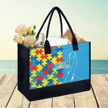 Чанти за Информираност За Аутизма Печат на Цветни Чанти за Жени Ежедневни Дизайнерска Луксозна Чанта Здрав Организатор На Рамото Bolsas Para Mujeres - Изображение 1  