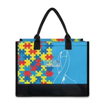 Чанти за Информираност За Аутизма Печат на Цветни Чанти за Жени Ежедневни Дизайнерска Луксозна Чанта Здрав Организатор На Рамото Bolsas Para Mujeres - Изображение 2  