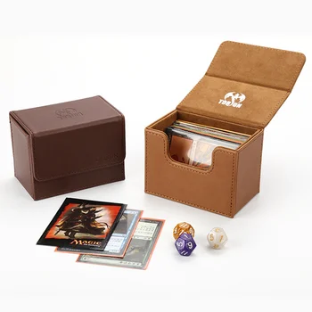 Кафе тийл са 80 + Обикновена Кутия За Тесте Карти От Изкуствена Кожа, Органайзер, Държач За Съхранение, Хоби За MTG YGO TCG Карти, Детска Кутия За Събиране на Карти - Изображение 1  
