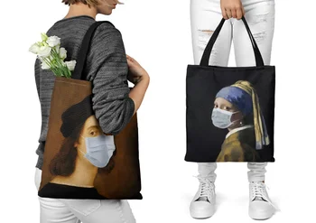 Холщовая чанта с голям капацитет, дамска чанта, чанта за рисуване с маслени бои, градинска и плажна чанта, креативни подаръци за рожден ден - Изображение 2  