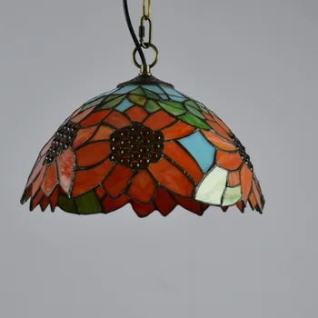 Окачен лампа от стъкло Tinny Тифани, led полилей с креативен цветен модел, декорация за дома за трапезария, спални, хотелско осветление - Изображение 2  