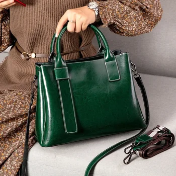 Модерна дамска чанта от естествена кожа 2024 г., новите дамски чанти голям капацитет, универсални елегантни чанти-незабавни посланици през рамо - Изображение 2  