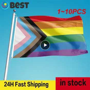 1 ~ 10ШТ Пъстра Дъгата флаг 90x150 см 100D Полиестер ЛГБТ знаме на Гей-Гордост Знамена на света Хомосексуалистите Филаделфия Филаделфия Лесбийка - Изображение 1  
