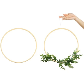 Пръстени за венци, 12 опаковки, 6 размери, дървени бамбукови венец с цветя, пръстени-обръчи за ресни, пръстени-обръчи за Ловеца на сънища със собствените си ръце - Изображение 2  