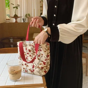 Вельветовые ретро-женски малки чанти-тоут През рамо, студентски чанти за момичета, чанта за обяд, ръчна чанта за пазаруване, женски клатч, чантата, чанти - Изображение 1  