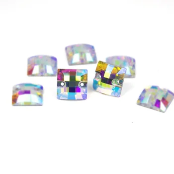 Високо Качество на 12-14 mm Квадратна Форма Шият Камъни K9 Стъкло Шевни Кристали AAAAA Crystal Шият Crystal За Бижута Обличам Дрехи - Изображение 1  