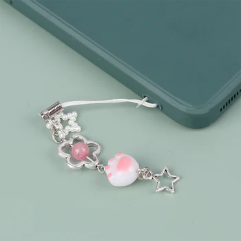 Скъпа дрънкулка за телефон Y2k с Кошачьими нокти във формата на сърце, ключодържател, Кавайная чанта, Авто подарък за рожден Ден за момиче - Изображение 2  