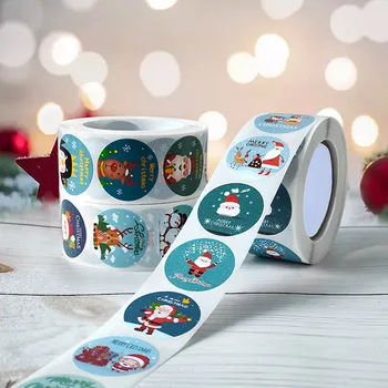 500шт 2,5 см Детски Стикер Коледен Подарък Декоративни Етикети Весели Коледни Стикери за Бизнес Коледна Опаковъчна хартия Канцеларски материали - Изображение 1  