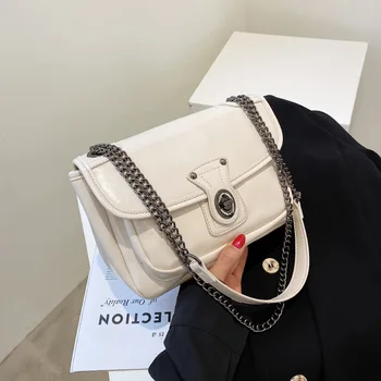 Дамски чанти през рамо от изкуствена кожа с веригата, висококачествени дамски малка чанта през рамо за жени, дизайнерски дамски чанти-тоут, новост - Изображение 1  