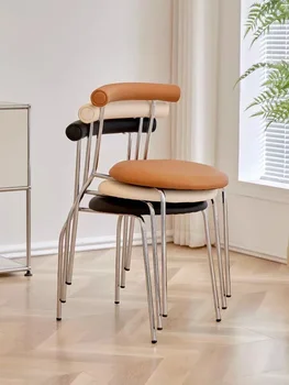Лесно луксозно обяд стол със средна древността, домашен Модерен минималистичен стол за спални, висок клас стол с облегалка - Изображение 2  
