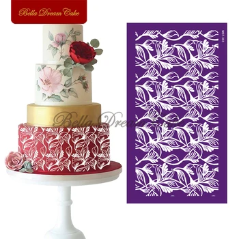 Шаблони с цветя мрежа с шарките на орлови нокти, направи си САМ, Кралски Крем форма за празни приказки, Текстилен модел на границата на тортата, Инструменти за украса на торта, Форми за печене - Изображение 1  
