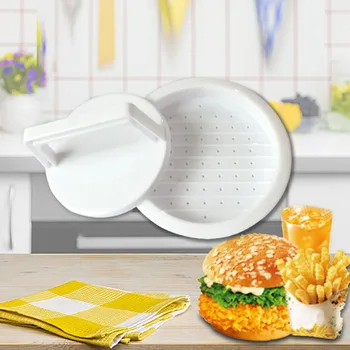 Кухненски Инструменти За Пресоване На Хамбургери Калъп За Говеждо Месо Пай Hamburg Maker Пластмасов Mesh Кутия За Торта Ръчно Хамбургски Преса За Барбекю Burger Round Maker - Изображение 1  