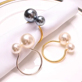 10ШТ Ярки перлата на пръстените за салфетки, U-образна обтегач за празник, сватба, рожден ден, официална или всекидневна декор на масата за хранене - Изображение 2  
