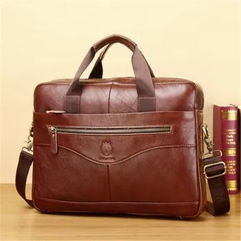 Портфейл от телешка кожа, мъжки чанти, благородна бизнес чанта за лаптоп, мъжки маркови чанти от естествена кожа AS0444 - Изображение 1  