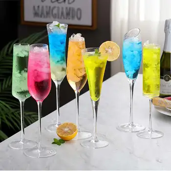 2 елемента Кристални Чаши за шампанско, Чаши за сок, Чаша за коктейл, Сватба парти, Бар, Домашна посуда, Чаша за вино, Креативни Подаръци - Изображение 1  