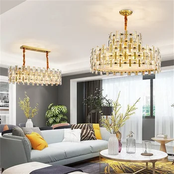 Окачен лампа в постмодерния стил, творчески Златен полилей, led луксозен кристален лампа за декорация на дома - Изображение 2  