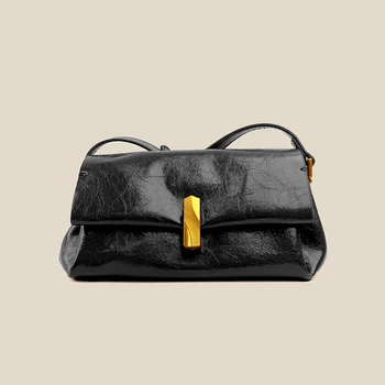 Нови дамски чанти от естествена кожа 2023 година с капак, реколта модерна чанта през рамо за крайградски пътувания, чанта през рамо с голям капацитет. - Изображение 2  