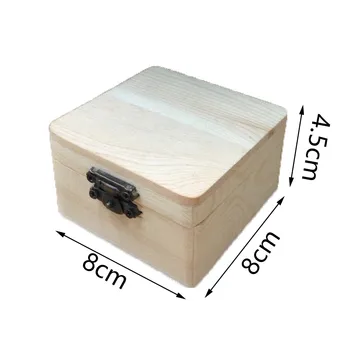 Малки кутийки от естествено дърво, обикновена дървена кутия за съхранение с капак, с Квадратно гредата на панти, Гладка повърхност, Подарък кутия, дървена пръстен, титуляр - Изображение 2  