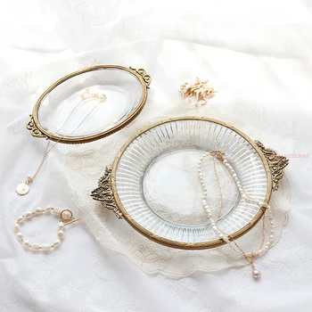 Френското Латунное огледало, Декоративна чиния за хранене, ретро Медни ленти, Стъклена тава, посуда и прибори за следобеден чай, Кондитерское ястие, чинии за закуски, торти - Изображение 2  