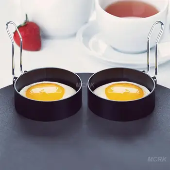 Метални пръстени за пържене на яйца, Кръгла дръжка за форма за пържене Очи, Инструменти за приготвяне на яйца с незалепващо покритие, кухненски принадлежности - Изображение 1  