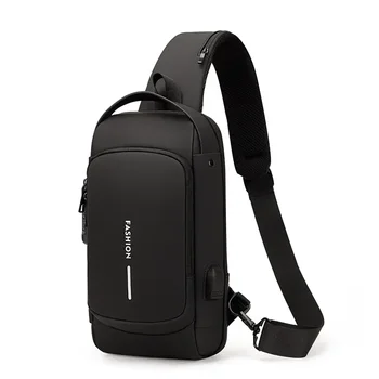 Мъжки нагрудная чанта парола 2023, нова чанта през рамо с USB зареждане, спортна поясная ежедневна чанта през рамо - Изображение 1  