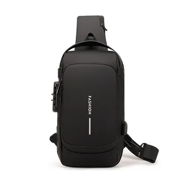 Мъжки нагрудная чанта парола 2023, нова чанта през рамо с USB зареждане, спортна поясная ежедневна чанта през рамо - Изображение 2  